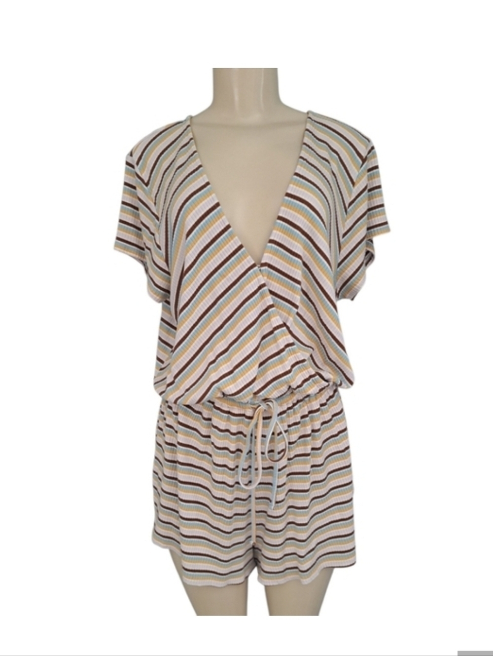 O’Neill Robbie All Day Striped Ribbed Knit Romper – Size L - Picture 5 of 5